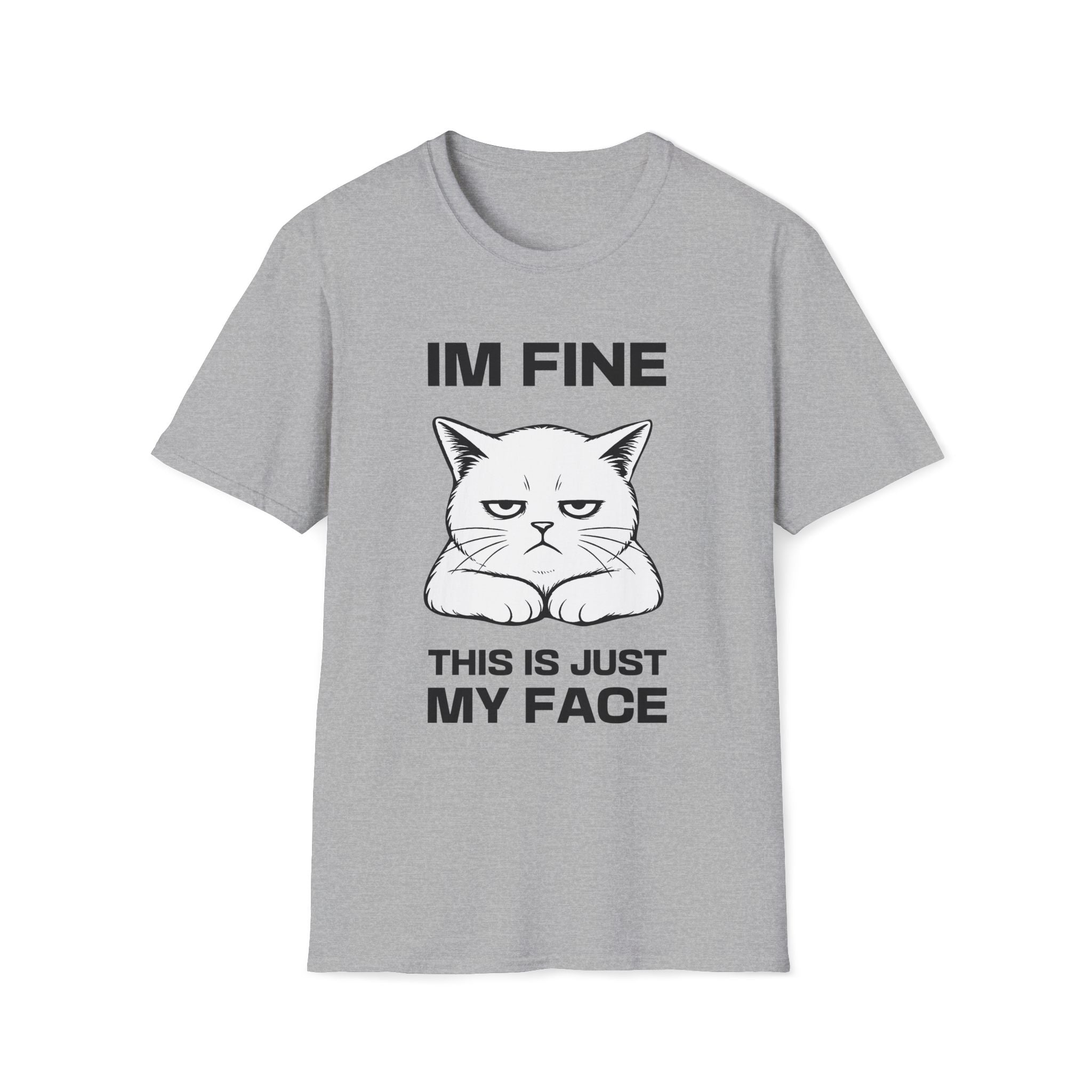 T-Shirt — 'IM FINE' Tired Cat Graphic Tee (This Is Just My Face)