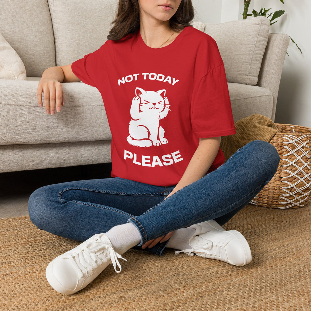 T-Shirt — 'Not Today Please' Tired Cat Graphic Tee (Tired jokes)