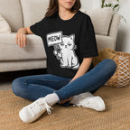 T-Shirt — 'MEOW' Tired Cat Graphic Tee (Tired jokes)