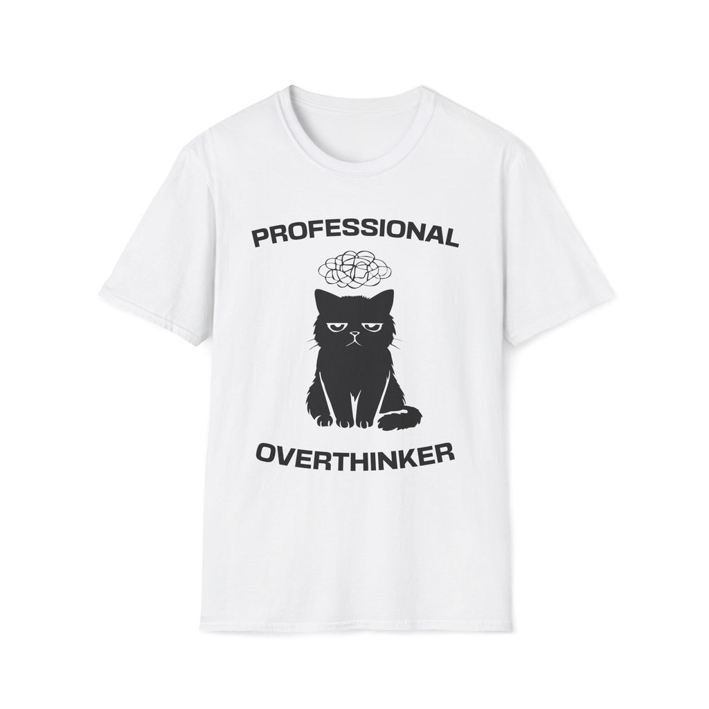T-Shirt — 'Professional Overthinker' Tired Cat Graphic Tee (Tired jokes)