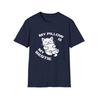 T-Shirt — 'My Pillow Is My Bestie' Tired Cat Graphic Tee (Tired jokes)