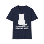 T-Shirt — 'Emotionally Unavailable' Tired Cat Graphic Tee (Tired jokes)
