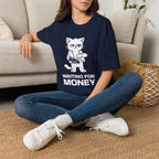 T-Shirt — 'WAITING FOR MONEY' Tired Cat Graphic Tee (Tired jokes)
