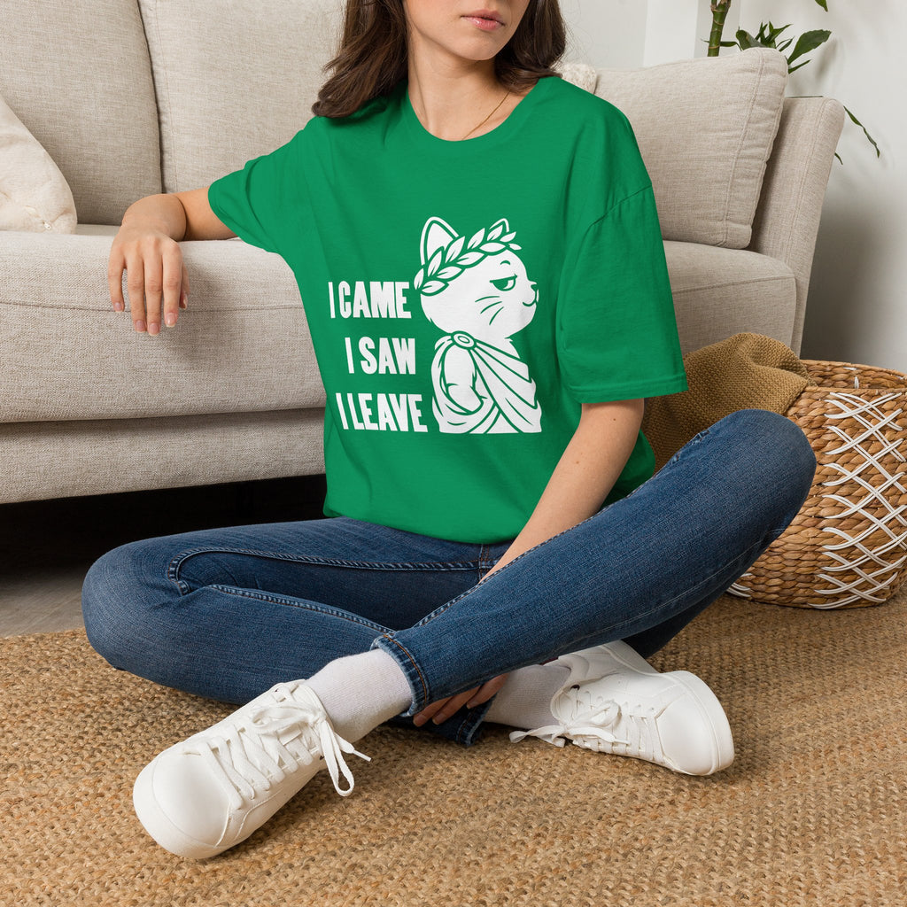 T-Shirt — 'I CAME I SAW I LEAVE' Tired Cat Graphic Tee (Tired jokes)