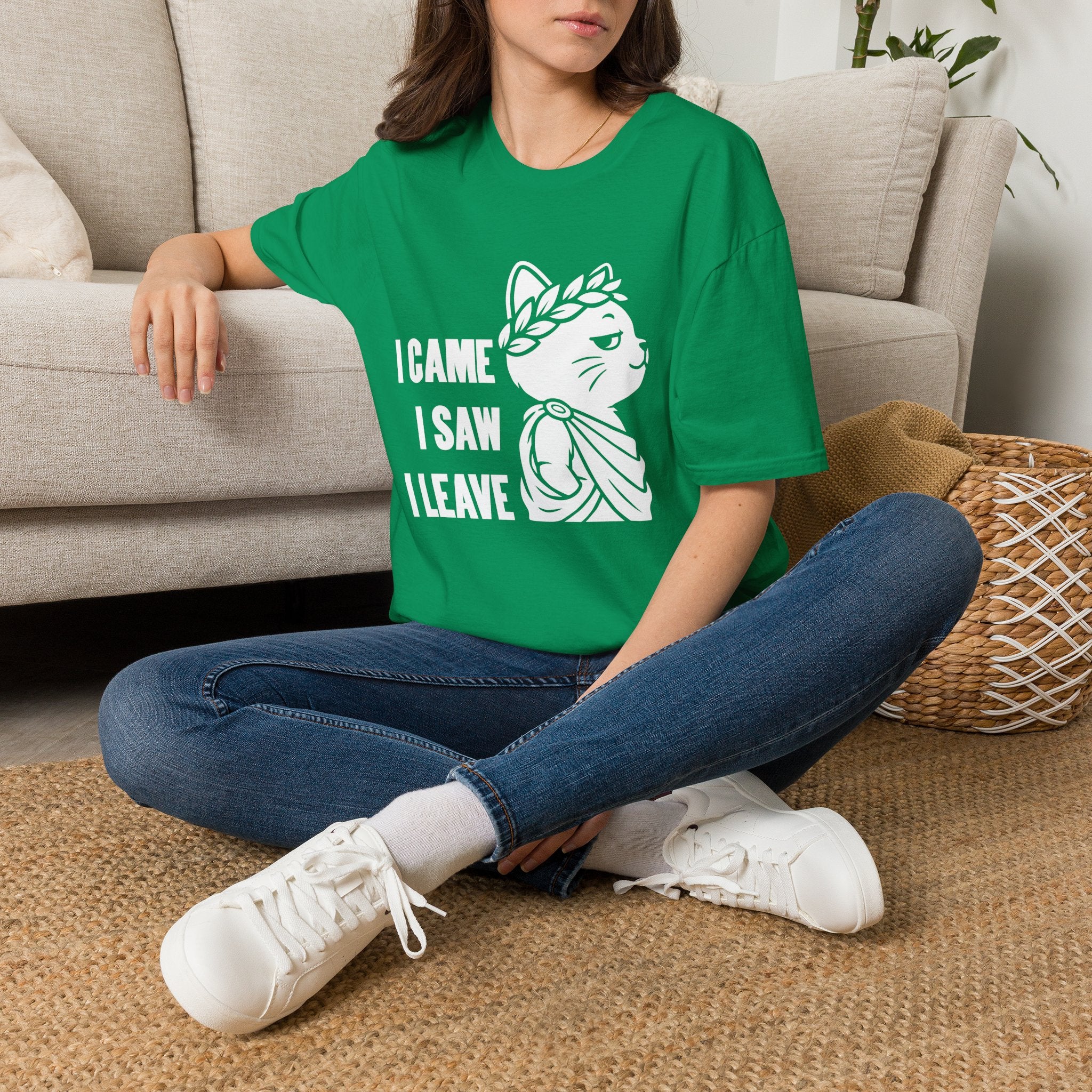 T-Shirt — 'I CAME I SAW I LEAVE' Tired Cat Graphic Tee (Tired jokes)