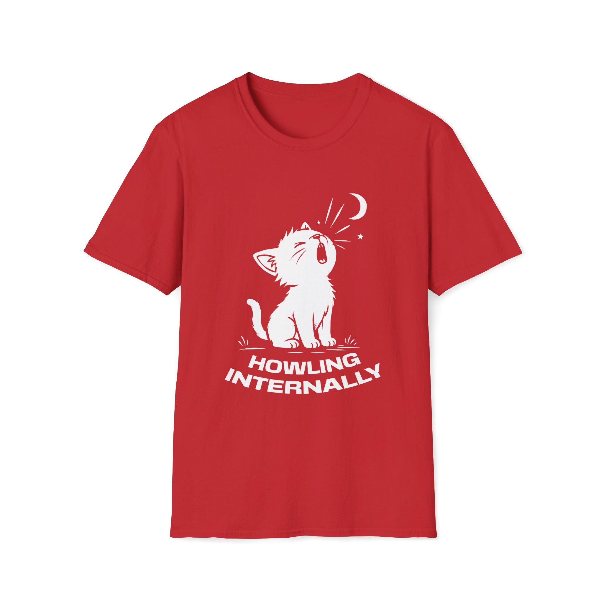 T-Shirt — 'HOWLING INTERNALLY' Tired Cat Graphic Tee (Tired jokes)