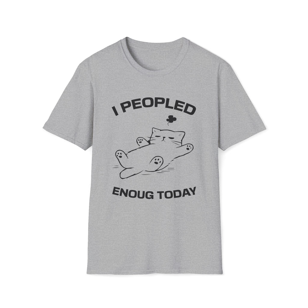 T-Shirt — 'I Peopled Enough Today' Tired Cat Graphic Tee (Tired jokes)