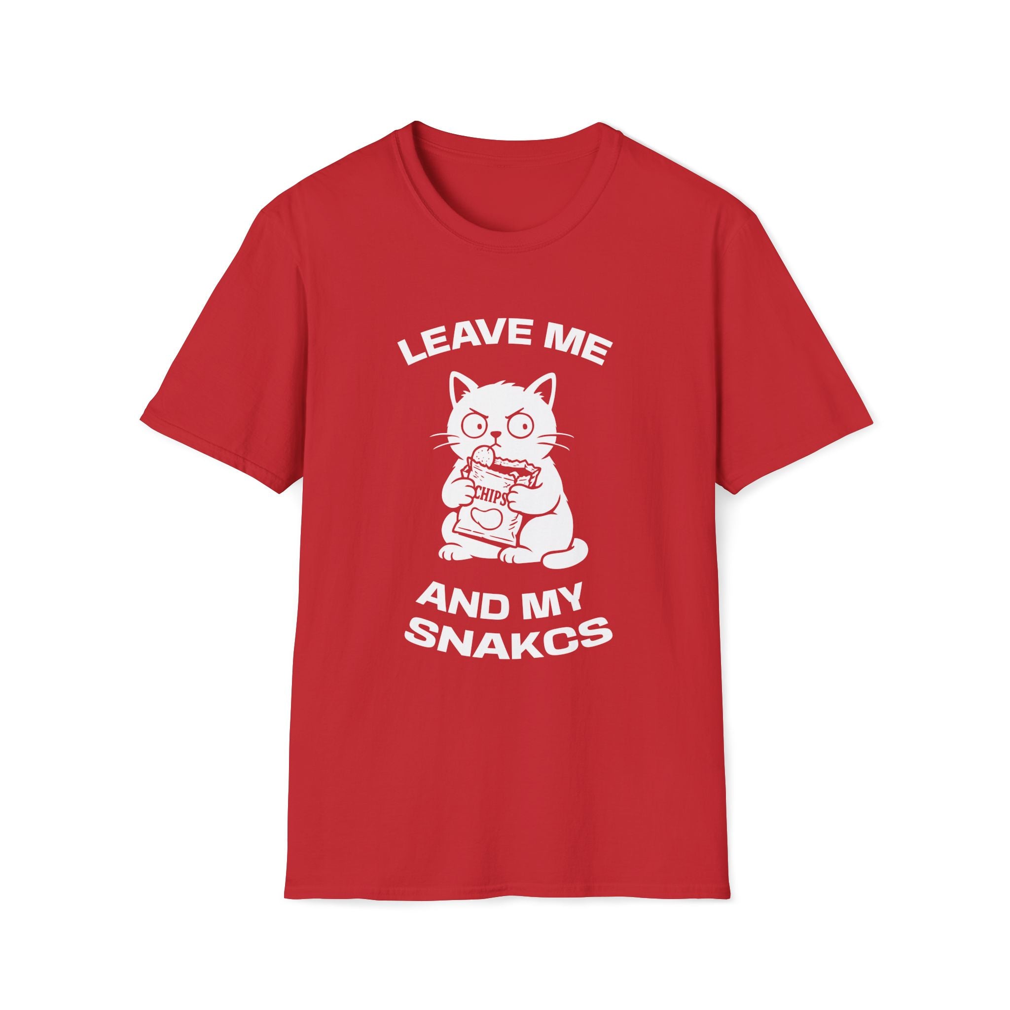 T-Shirt — 'LEAVE ME AND MY SNACKS' Tired Cat Graphic Tee (Tired jokes)