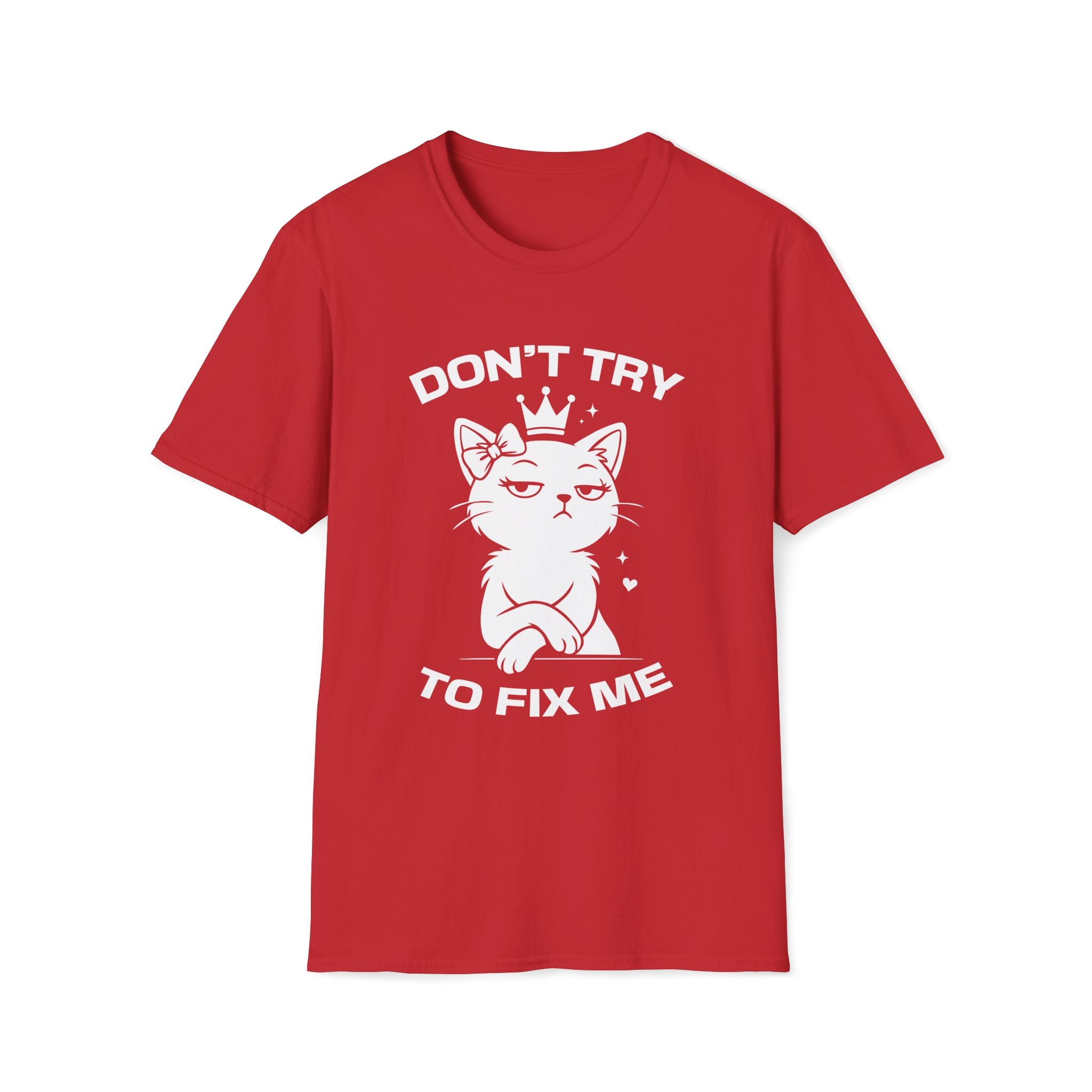 T-Shirt — 'DON'T TRY TO FIX ME' Tired Cat Graphic Tee (Tired jokes)