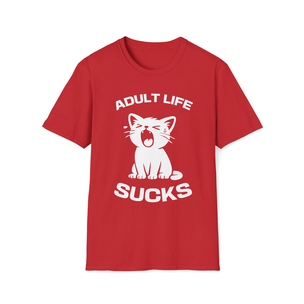 T-Shirt — 'Adult Life Sucks ' Tired Cat Graphic Tee (Tired jokes)