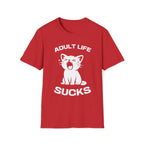 T-Shirt — 'Adult Life Sucks ' Tired Cat Graphic Tee (Tired jokes)