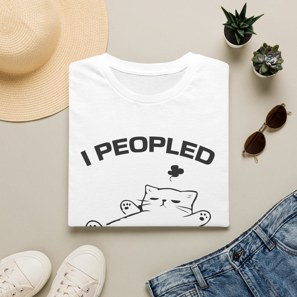 T-Shirt — 'I Peopled Enough Today' Tired Cat Graphic Tee (Tired jokes)