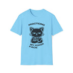 T-Shirt — 'PRACTICING MY POKER FACE' Tired Cat Graphic Tee (Tired jokes)