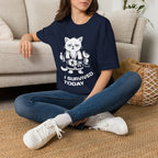 T-Shirt — 'I SURVIVED TODAY' Tired Cat Graphic Tee (Tired jokes)