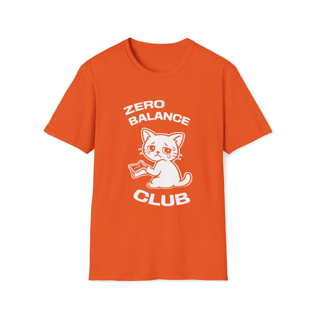 T-Shirt — 'ZERO BALANCE CLUB' Tired Cat Graphic Tee (Tired jokes)