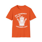 T-Shirt — 'ENERGY LEVEL HOUSEPLANT' Tired Cat Graphic Tee (Tired jokes)