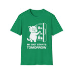 T-Shirt — 'My Diet Starts Tomorrow' Tired Cat Graphic Tee (Tired jokes)