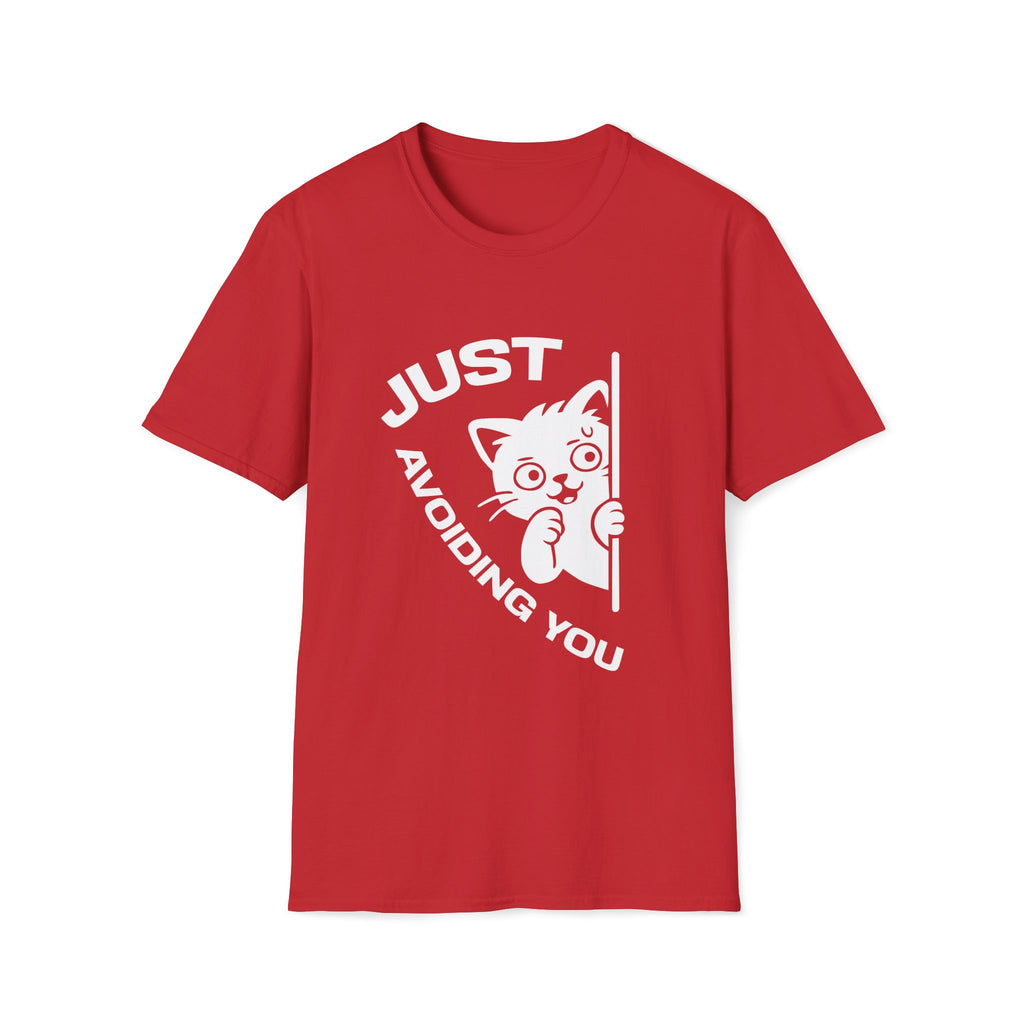 T-Shirt — 'Just Avoiding You' Tired Cat Graphic Tee (Tired jokes)