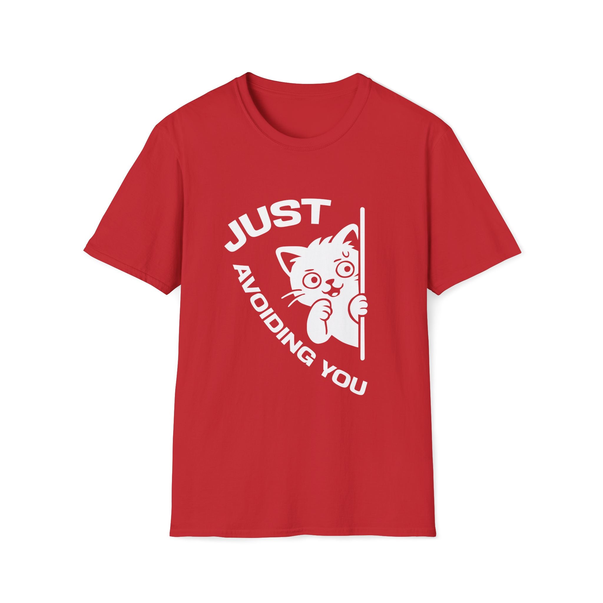 T-Shirt — 'Just Avoiding You' Tired Cat Graphic Tee (Tired jokes)
