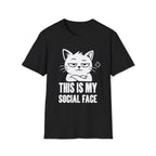 T-Shirt — 'This Is My Social Face' Tired Cat Graphic Tee (Tired jokes)