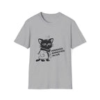 T-Shirt — 'AWAKED ANNOYED ALIVE' Tired Cat Graphic Tee (Tired jokes)