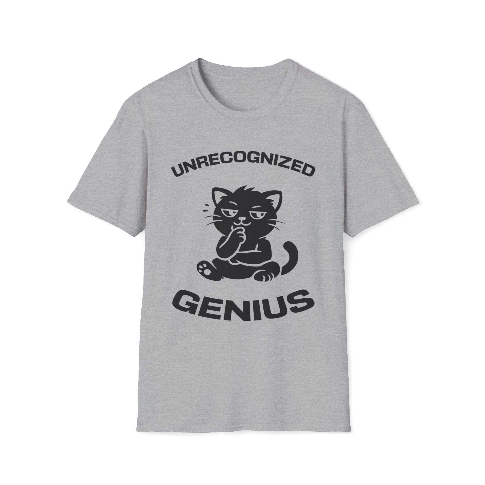 T-Shirt — 'Unrecognized Genius' Tired Cat Graphic Tee (Tired jokes)