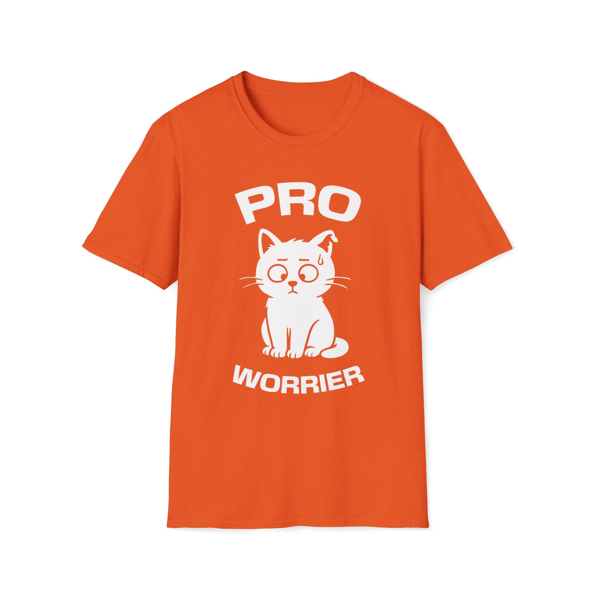 T-Shirt — 'Pro Worrier' Tired Cat Graphic Tee (Tired jokes)