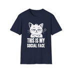 T-Shirt — 'This Is My Social Face' Tired Cat Graphic Tee (Tired jokes)