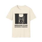 T-Shirt — 'Weekend Plan Avoiding People' Tired Cat Graphic Tee (Tired jokes)