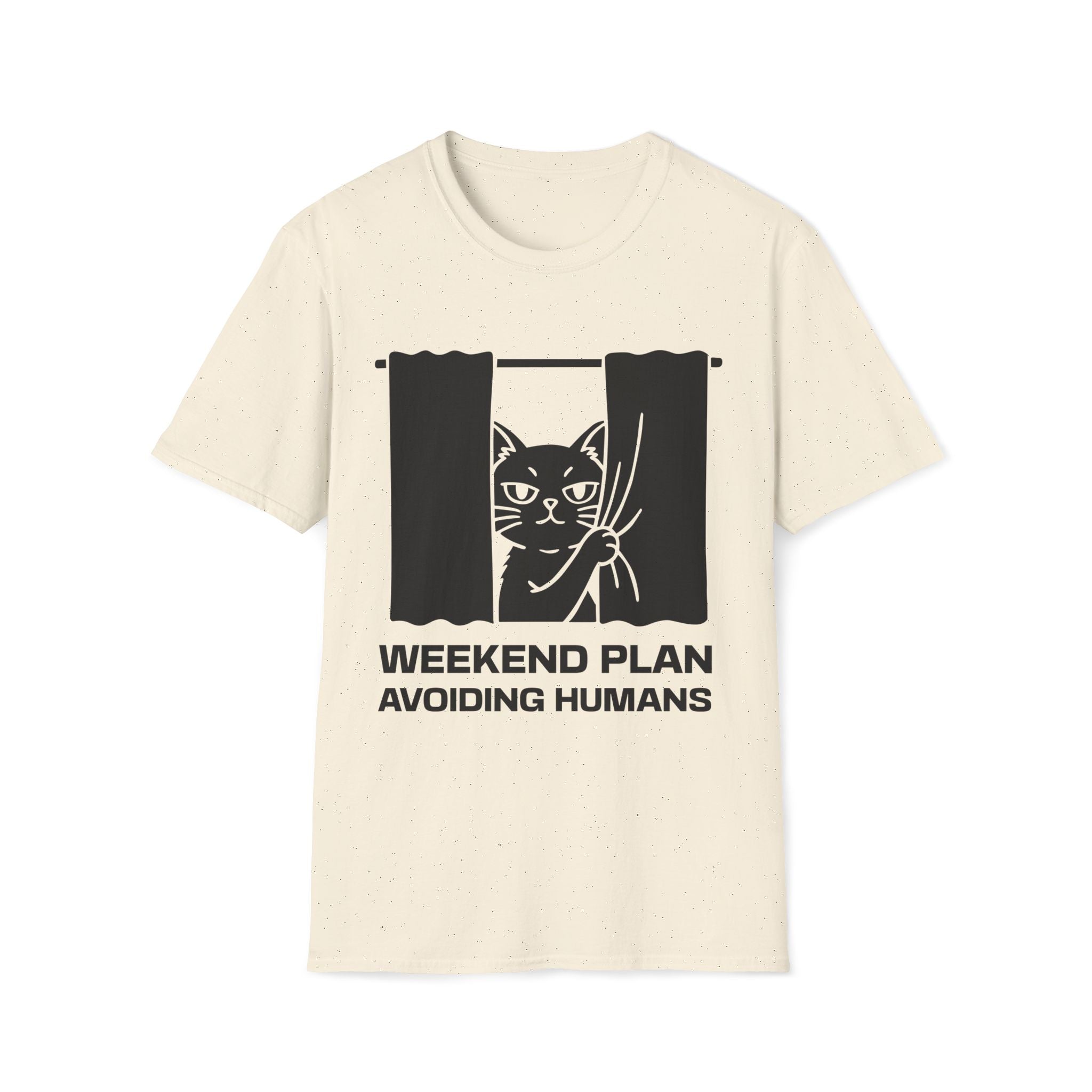 T-Shirt — 'Weekend Plan Avoiding People' Tired Cat Graphic Tee (Tired jokes)
