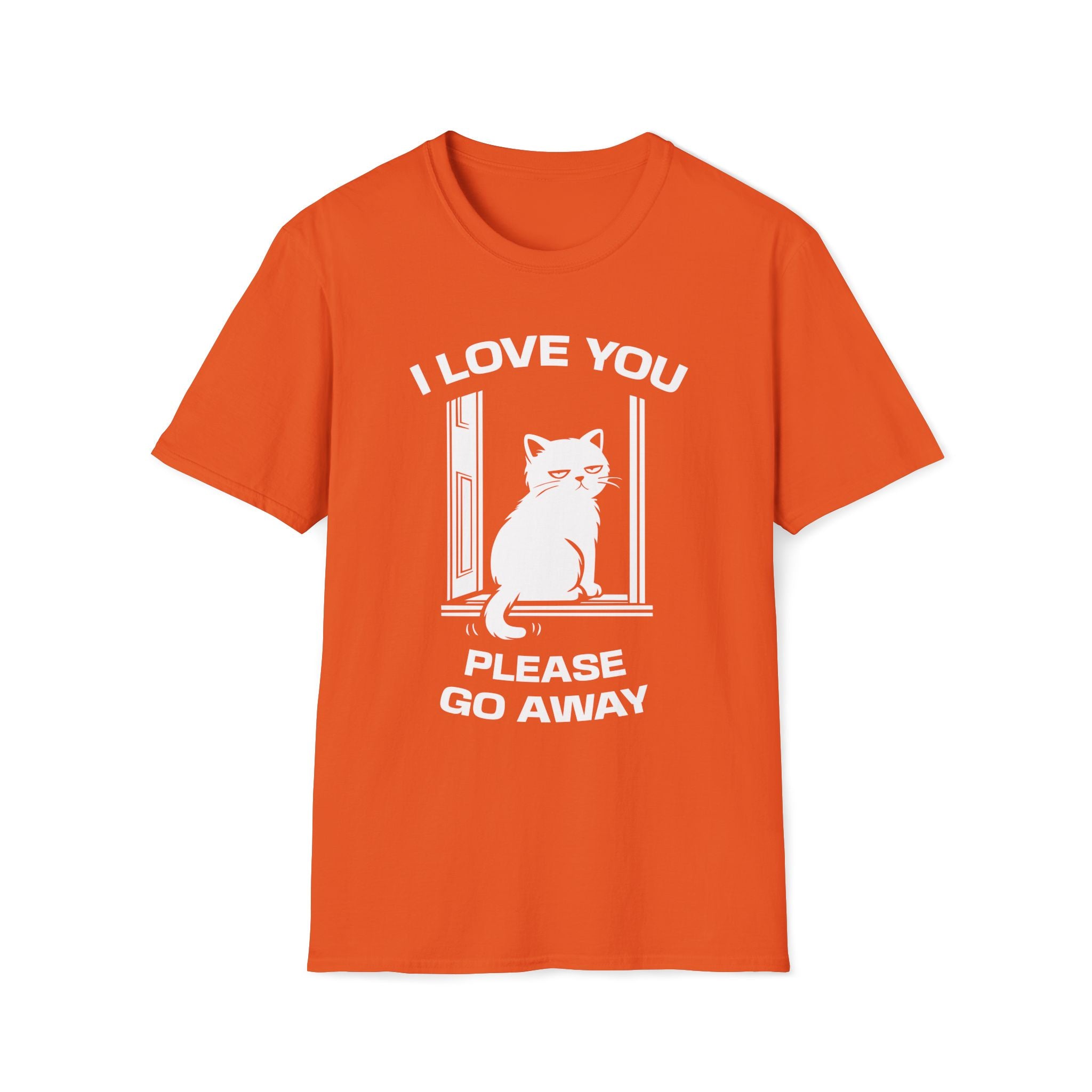 T-Shirt — 'I Love You Please Go Awway' Tired Cat Graphic Tee (Tired jokes)