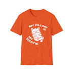 T-Shirt — 'My Pillow Is My Bestie' Tired Cat Graphic Tee (Tired jokes)