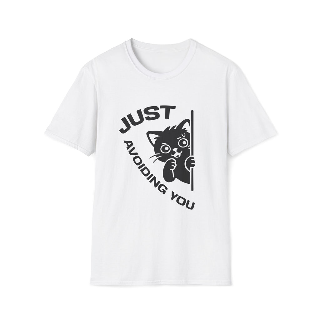 T-Shirt — 'Just Avoiding You' Tired Cat Graphic Tee (Tired jokes)