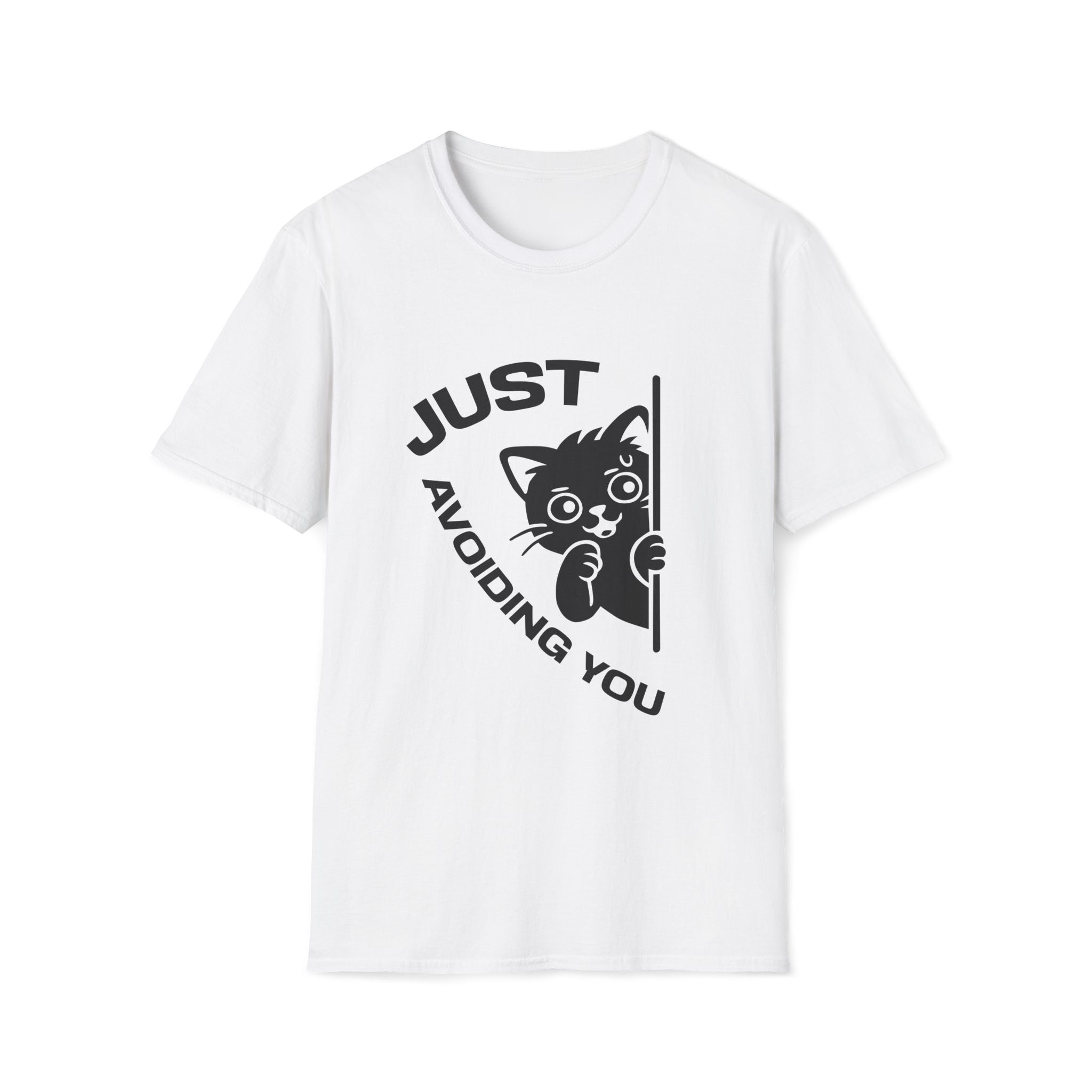 T-Shirt — 'Just Avoiding You' Tired Cat Graphic Tee (Tired jokes)