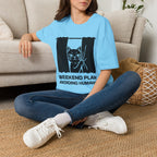 T-Shirt — 'Weekend Plan Avoiding People' Tired Cat Graphic Tee (Tired jokes)