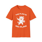 T-Shirt — 'The Plan Is No Plan' Tired Cat Graphic Tee (Tired jokes)