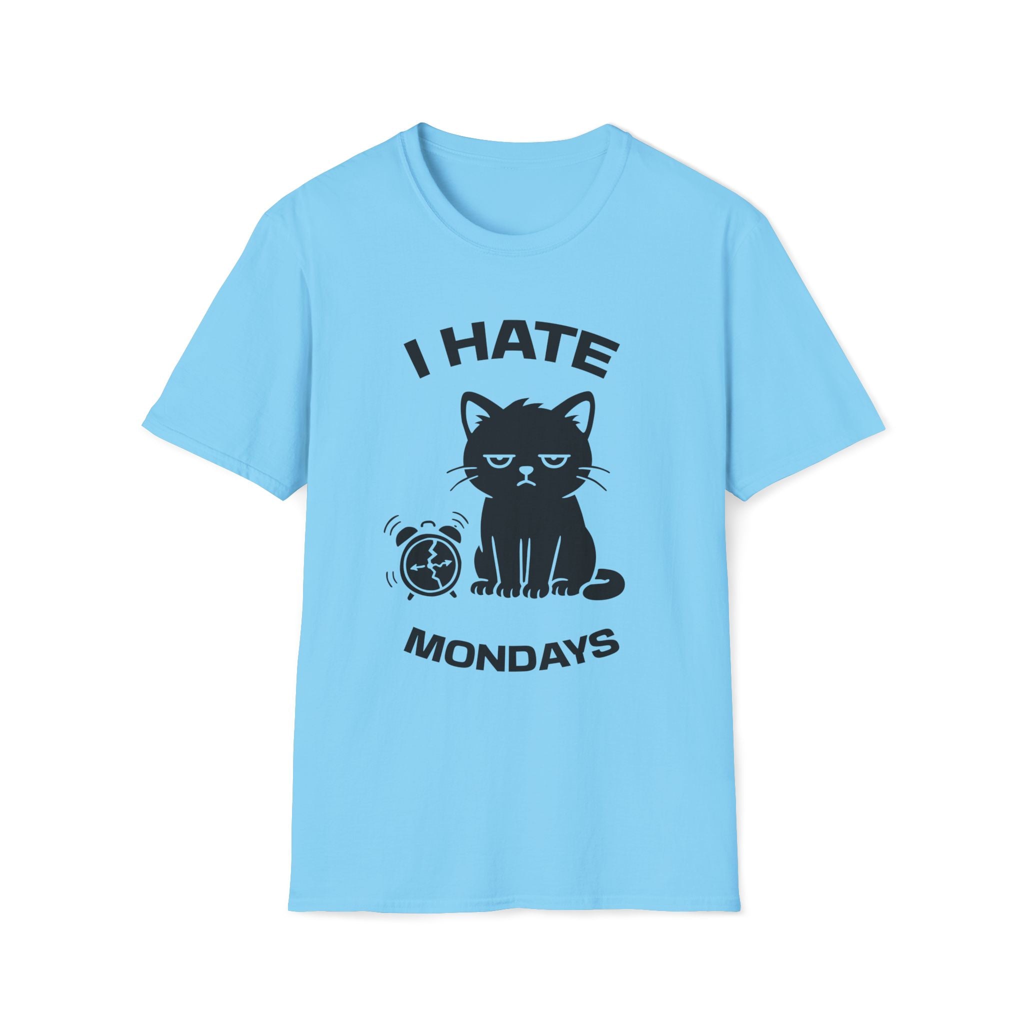T-Shirt — 'I HATE MONDAYS ' Tired Cat Graphic Tee (Tired jokes)