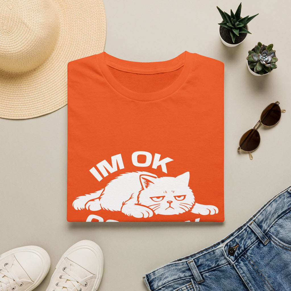 T-Shirt — 'I'm OK Go Away' Tired Cat Graphic Tee (Tired jokes)