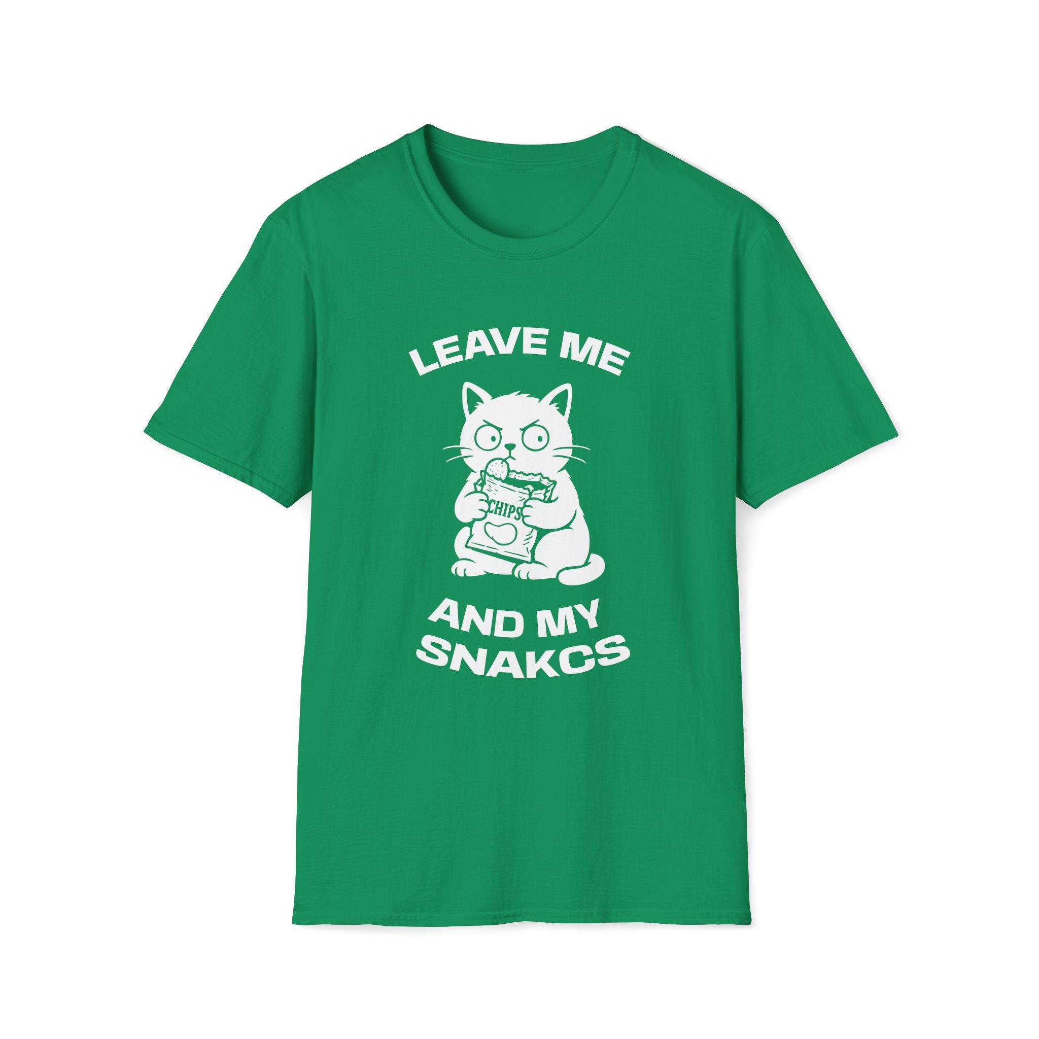 T-Shirt — 'LEAVE ME AND MY SNACKS' Tired Cat Graphic Tee (Tired jokes)