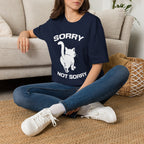 T-Shirt — 'Sorry Not Sorry' Tired Cat Graphic Tee (Tired jokes)