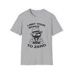 T-Shirt — 'LIMIT YOUR WORDS TO ZERO' Tired Cat Graphic Tee (Tired jokes)