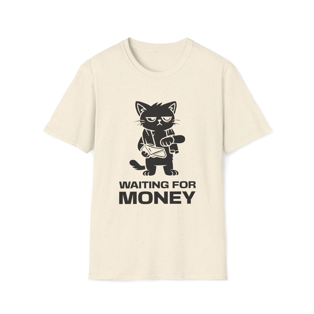 T-Shirt — 'WAITING FOR MONEY' Tired Cat Graphic Tee (Tired jokes)