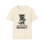 T-Shirt — 'WAITING FOR MONEY' Tired Cat Graphic Tee (Tired jokes)