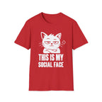 T-Shirt — 'This Is My Social Face' Tired Cat Graphic Tee (Tired jokes)