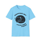 T-Shirt — 'NAPPING MY PROBLEMS AWAY' Tired Cat Graphic Tee (Tired jokes)