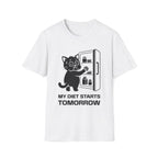 T-Shirt — 'My Diet Starts Tomorrow' Tired Cat Graphic Tee (Tired jokes)