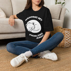 T-Shirt — 'NAPPING MY PROBLEMS AWAY' Tired Cat Graphic Tee (Tired jokes)