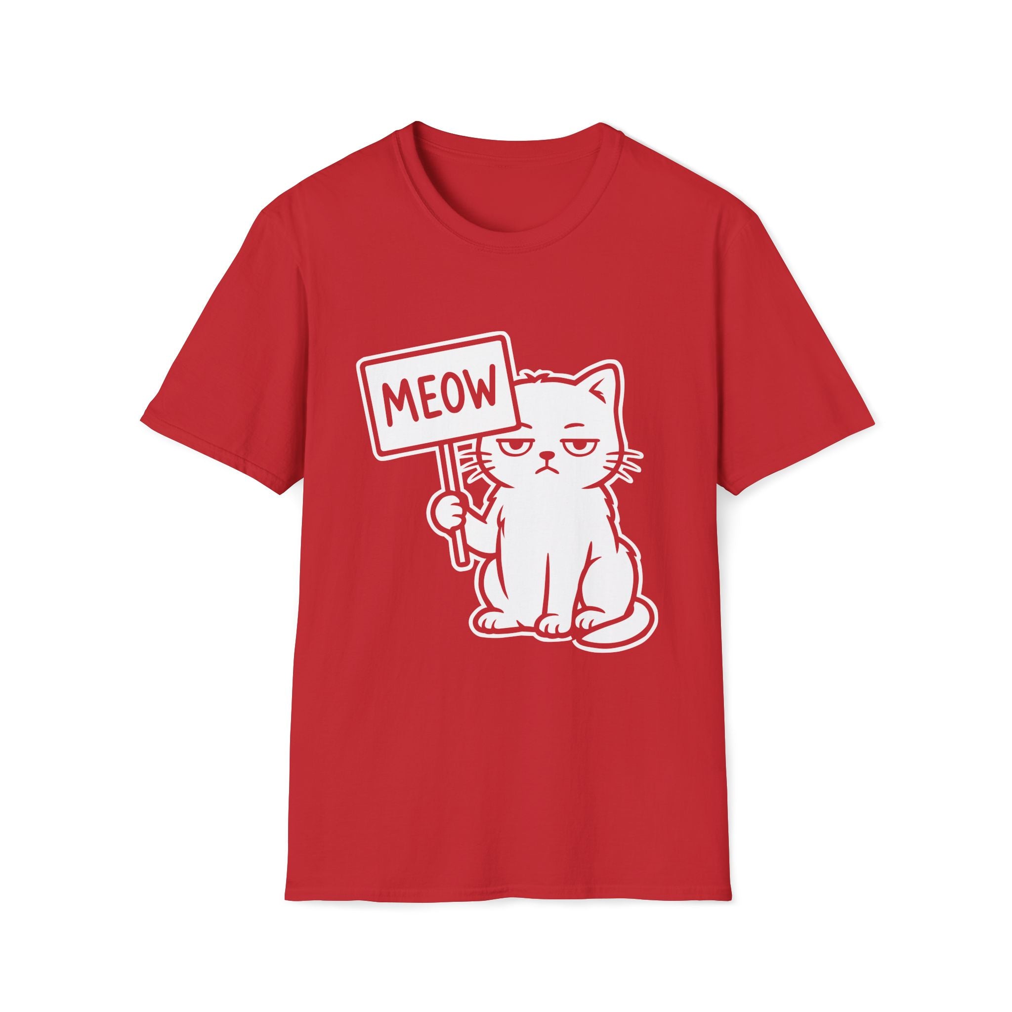 T-Shirt — 'MEOW' Tired Cat Graphic Tee (Tired jokes)