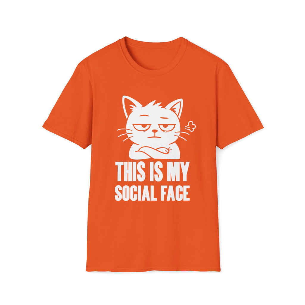 T-Shirt — 'This Is My Social Face' Tired Cat Graphic Tee (Tired jokes)