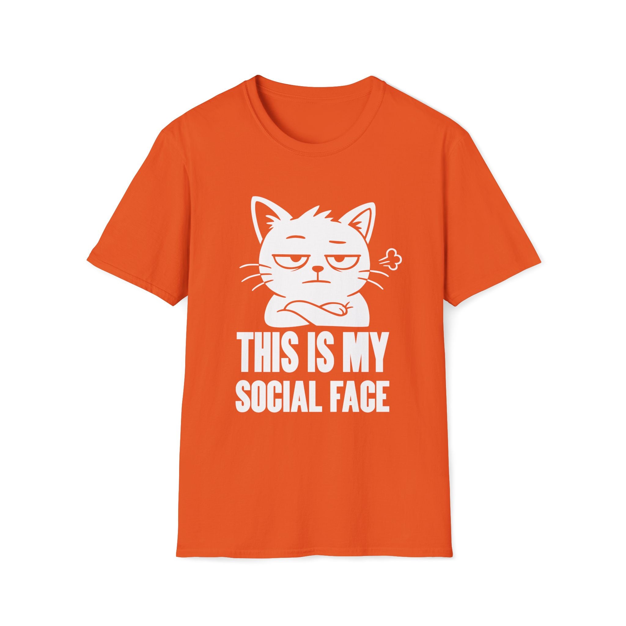 T-Shirt — 'This Is My Social Face' Tired Cat Graphic Tee (Tired jokes)